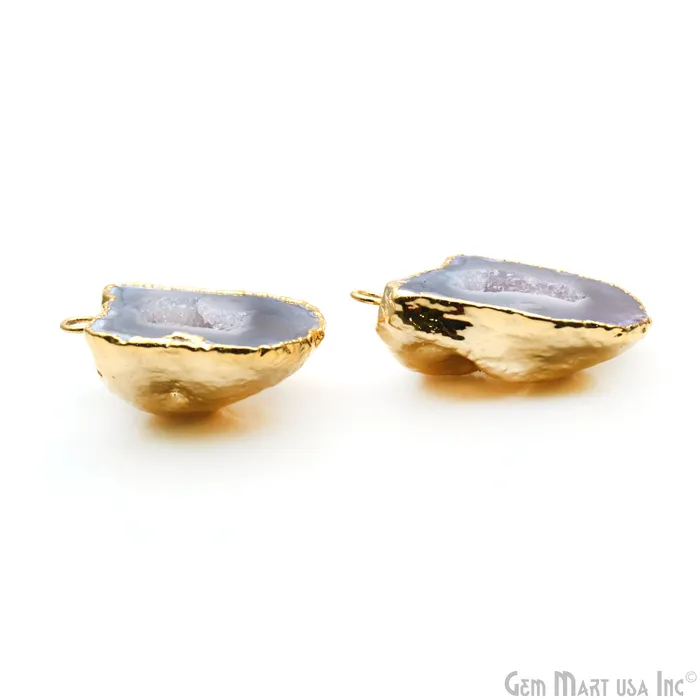 GemMartUSA Earrings Geode Druzy 32x22mm Organic Gold Electroplated Single Bail Gemstone Earring Connector 1 Pair GemMartUSA Earrings Geode Druzy 32x22mm Organic Gold Electroplated Single Bail Gemstone Earring Connector 1 Pair