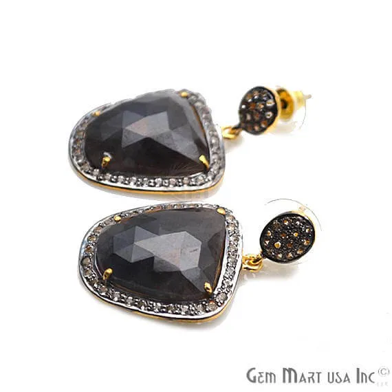GemMartUSA Earrings Purple Sapphire With Cubic Zirconia Pave Diamond 36x21mmGold Vermeil Dangle Drop Stud Earring