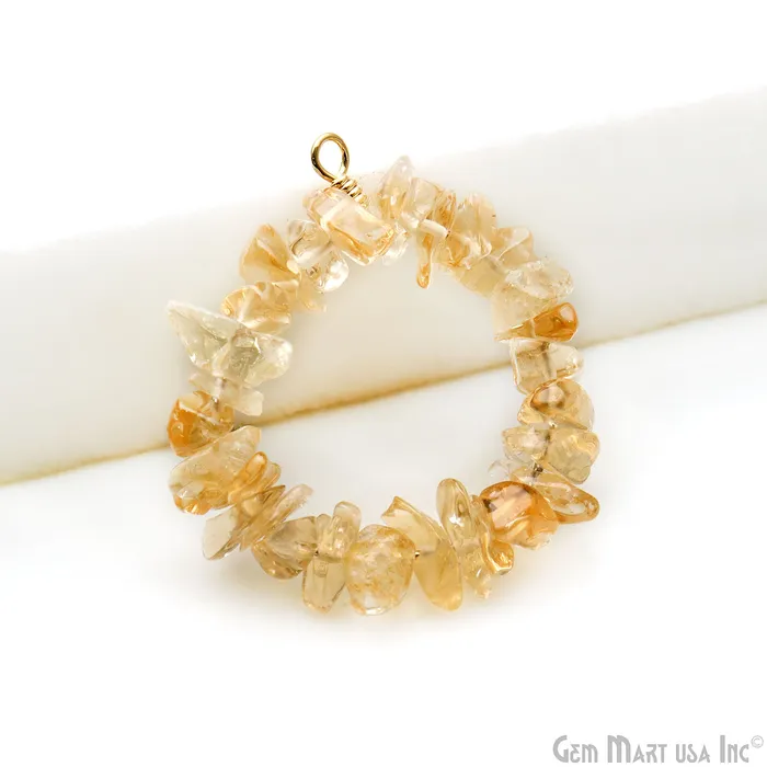 GemMartUSA Earrings Round Hoop 33x26mm Gold Wire Wrapped Uncut Beads Jewelry GemMartUSA Earrings Round Hoop 33x26mm Gold Wire Wrapped Uncut Beads Jewelry