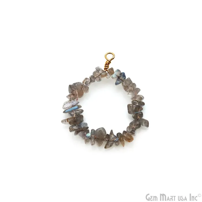 GemMartUSA Earrings Round Hoop 33x26mm Gold Wire Wrapped Uncut Beads Jewelry GemMartUSA Earrings Round Hoop 33x26mm Gold Wire Wrapped Uncut Beads Jewelry