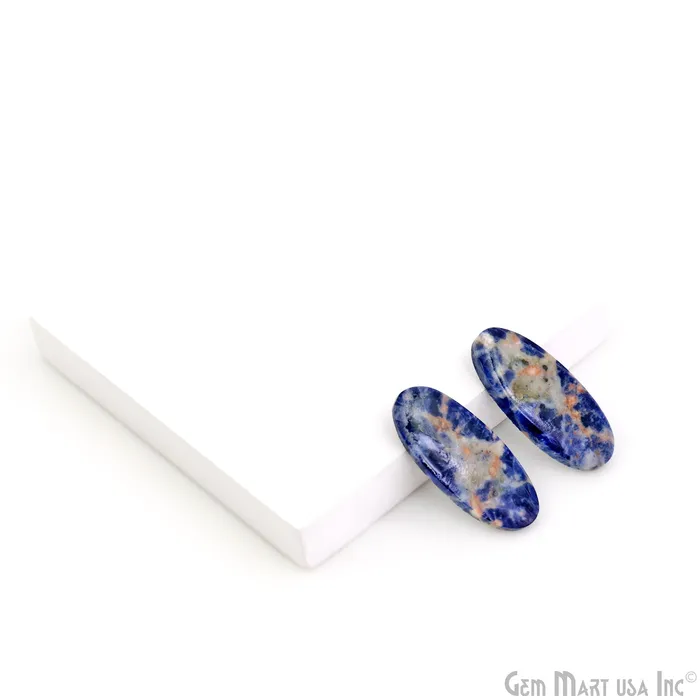 GemMartUSA Earrings Sodalite Oval Shape 32X13mm Loose Gemstone For Earring Pair GemMartUSA Earrings Sodalite Oval Shape 32X13mm Loose Gemstone For Earring Pair