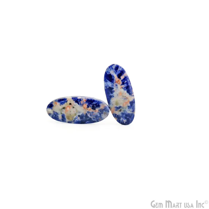 GemMartUSA Earrings Sodalite Oval Shape 32X13mm Loose Gemstone For Earring Pair