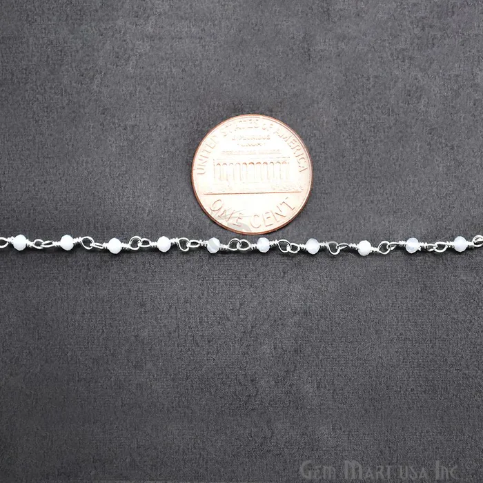 GemmartUSA Natural Chalcedony Silver Plated Wire Wrapped Gemstone Beads Rosary Chain Necklaces GemmartUSA Natural Chalcedony Silver Plated Wire Wrapped Gemstone Beads Rosary Chain Necklaces