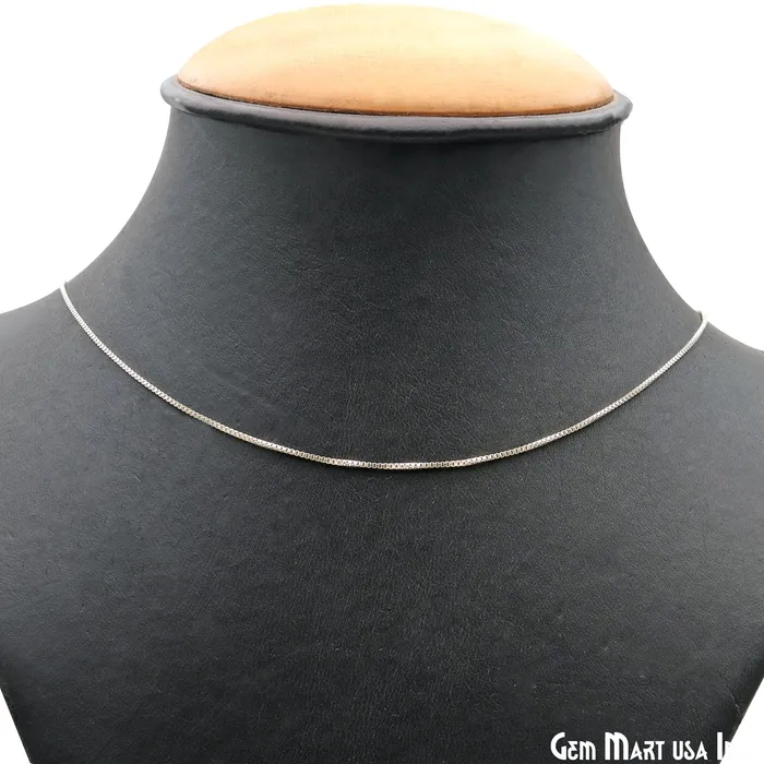 GemMartUSA Necklaces Box Chain Silver Necklace 18 Inch With Lobster Claw Clasp GemMartUSA Necklaces Box Chain Silver Necklace 18 Inch With Lobster Claw Clasp