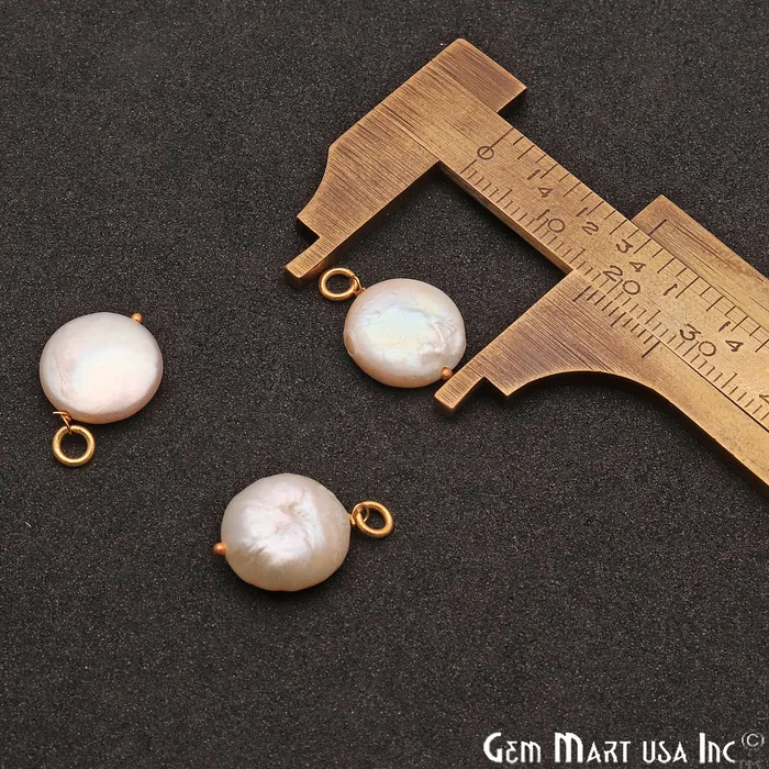 GemMartUSA Necklaces Freshwater Pearl Round 16x12mm Gold Plated Single Bail Gemstone Pendant Connector