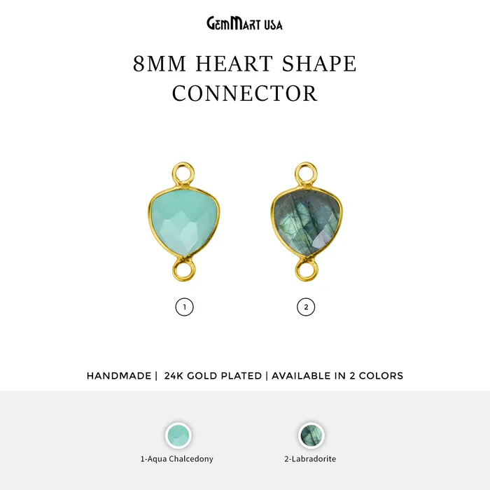 GemmartUSA Necklaces Heart 8mm Gold Plated Double Bail Gemstone Bezel Connector GemmartUSA Necklaces Heart 8mm Gold Plated Double Bail Gemstone Bezel Connector