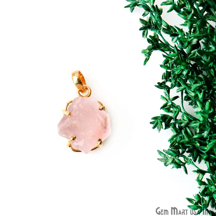 GemMartUSA Necklaces Natural Morganite Organic 25x18mm Gold Plated Prong Setting Single Bail Gemstone Pendant GemMartUSA Necklaces Natural Morganite Organic 25x18mm Gold Plated Prong Setting Single Bail Gemstone Pendant