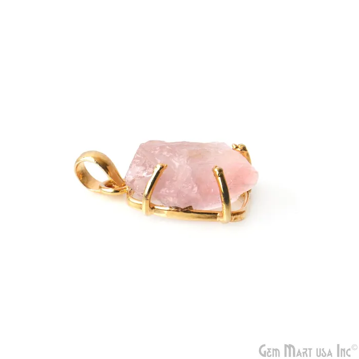 GemMartUSA Necklaces Natural Morganite Organic 25x18mm Gold Plated Prong Setting Single Bail Gemstone Pendant GemMartUSA Necklaces Natural Morganite Organic 25x18mm Gold Plated Prong Setting Single Bail Gemstone Pendant