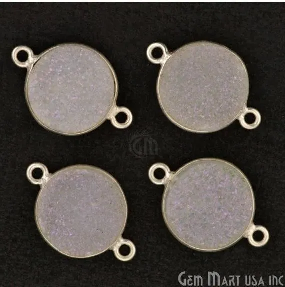 GemMartUSA Necklaces Natural Titanium Silver Druzy 12mm Round Double Bail Bezel Gemstone Connector GemMartUSA Necklaces Natural Titanium Silver Druzy 12mm Round Double Bail Bezel Gemstone Connector