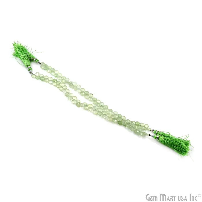 GemMartUSA Necklaces Prehnite Heart Beads 8 Inch Gemstone Strands Drilled Strung Briolette Beads Heart Shape 7mm