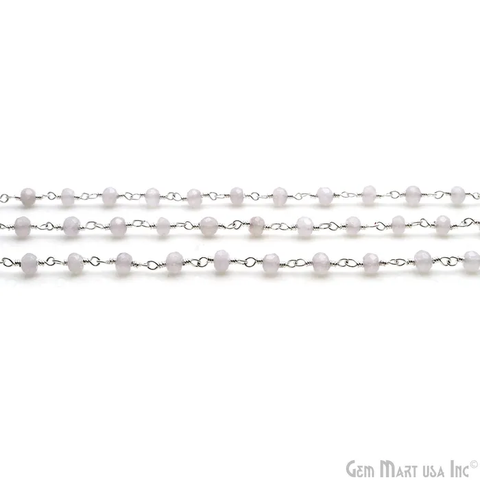 GemMartUSA Necklaces Rainbow Jade 4mm Faceted Beads Silver Wire Wrapped Rosary Chain GemMartUSA Necklaces Rainbow Jade 4mm Faceted Beads Silver Wire Wrapped Rosary Chain