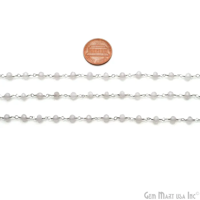 GemMartUSA Necklaces Rainbow Jade 4mm Faceted Beads Silver Wire Wrapped Rosary Chain GemMartUSA Necklaces Rainbow Jade 4mm Faceted Beads Silver Wire Wrapped Rosary Chain