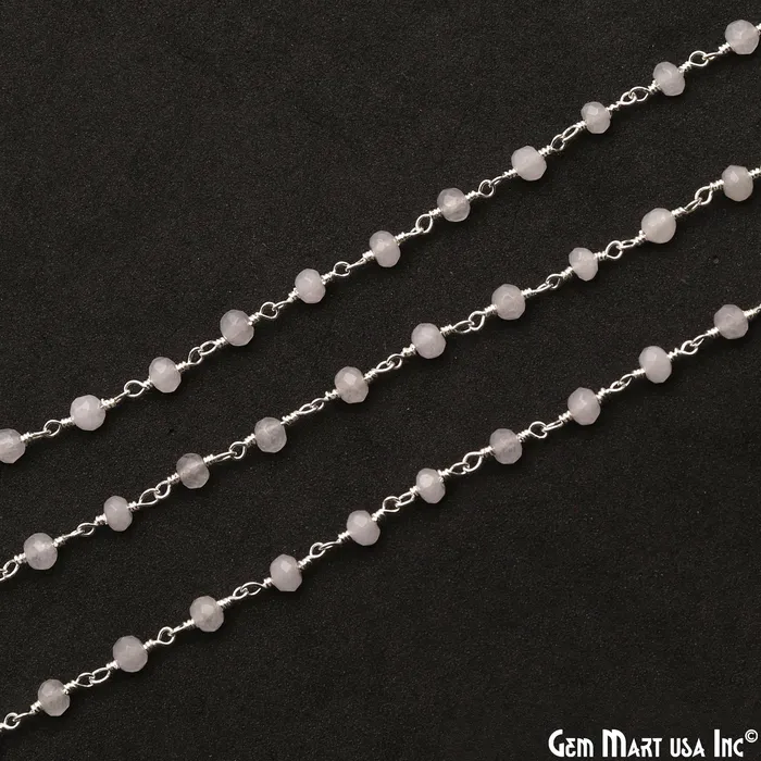 GemMartUSA Necklaces Rainbow Jade 4mm Faceted Beads Silver Wire Wrapped Rosary Chain GemMartUSA Necklaces Rainbow Jade 4mm Faceted Beads Silver Wire Wrapped Rosary Chain