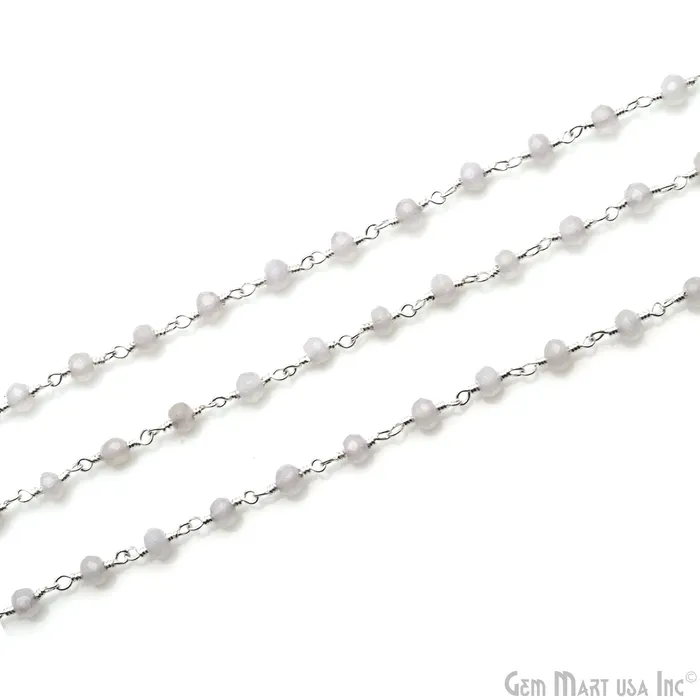 GemMartUSA Necklaces Rainbow Jade 4mm Faceted Beads Silver Wire Wrapped Rosary Chain GemMartUSA Necklaces Rainbow Jade 4mm Faceted Beads Silver Wire Wrapped Rosary Chain