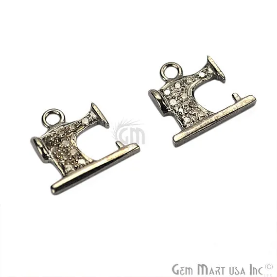 GemmartUSA Necklaces Sewing Machine Shape Diamond Charms Pendant 12x12mm 925 Sterling Silver Pave Charms Pendant GemmartUSA Necklaces Sewing Machine Shape Diamond Charms Pendant 12x12mm 925 Sterling Silver Pave Charms Pendant