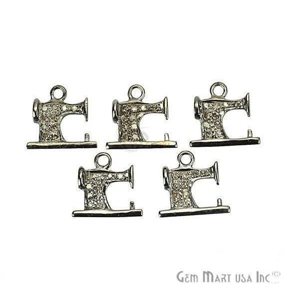 GemmartUSA Necklaces Sewing Machine Shape Diamond Charms Pendant 12x12mm 925 Sterling Silver Pave Charms Pendant GemmartUSA Necklaces Sewing Machine Shape Diamond Charms Pendant 12x12mm 925 Sterling Silver Pave Charms Pendant
