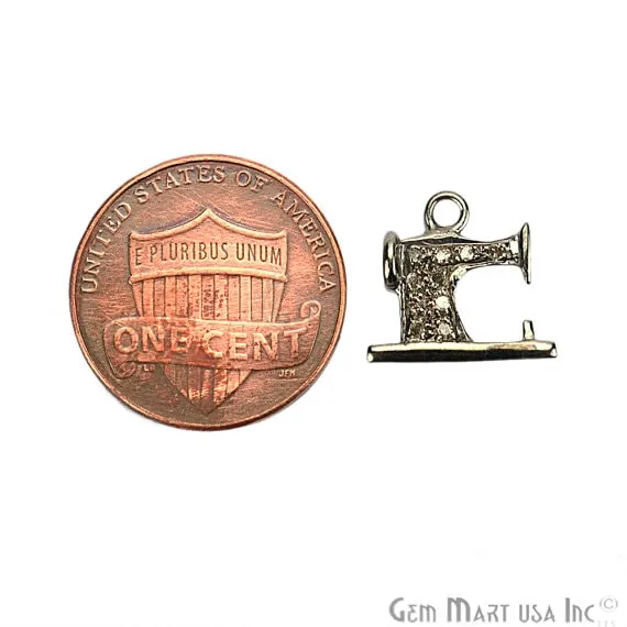 GemmartUSA Necklaces Sewing Machine Shape Diamond Charms Pendant 12x12mm 925 Sterling Silver Pave Charms Pendant GemmartUSA Necklaces Sewing Machine Shape Diamond Charms Pendant 12x12mm 925 Sterling Silver Pave Charms Pendant