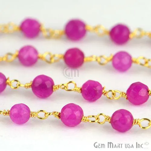 GemmartUSA PreStyled Sets Lavender Jade 4mm Beads Gold Plated Wire Wrapped Rosary Chain GemmartUSA PreStyled Sets Lavender Jade 4mm Beads Gold Plated Wire Wrapped Rosary Chain