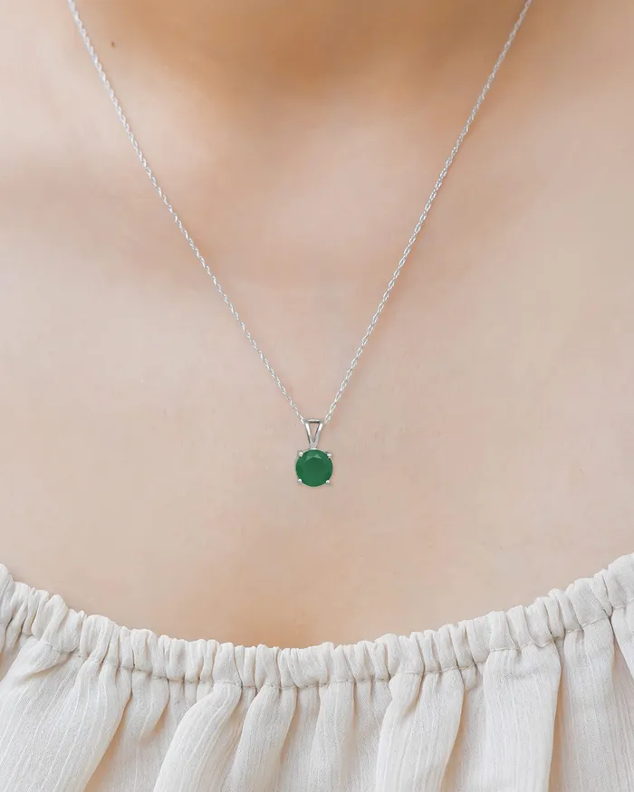 Green Onyx Solid 925 Sterling Silver Chain Pendant YoTreasure Necklaces