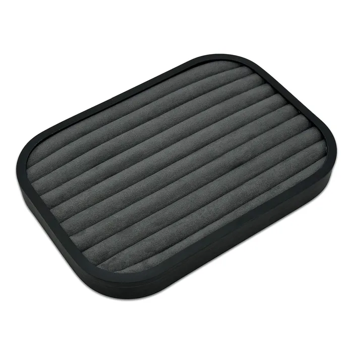 JPI Display Rings 10 58 x 7 58 Black Brushed Aluminum Gray Velvet 9 Row Ring Display Tray JPI Display Rings 10 58 x 7 58 Black Brushed Aluminum Gray Velvet 9 Row Ring Display Tray