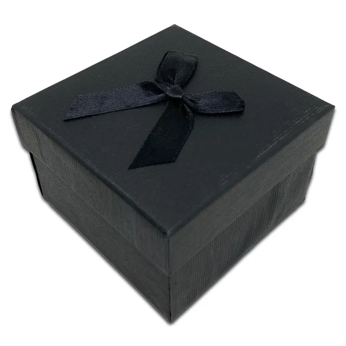 JPIDisplay Bracelets 3 14 x 3 14 Black Cardboard Watch Bracelet Ribbon Bow Jewelry Box
