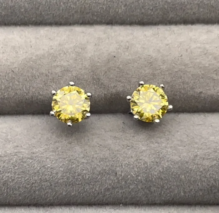 Lab Diamonds London Earrings Moissanite Ear Studs Yellow Diamond Earrings Yellow Ear Studs Moissanite Earrings Moissanite Ear Studs