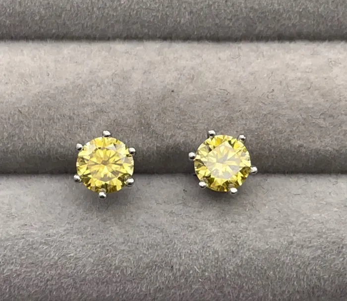 Lab Diamonds London Earrings Moissanite Ear Studs Yellow Diamond Earrings Yellow Ear Studs Moissanite Earrings Moissanite Ear Studs