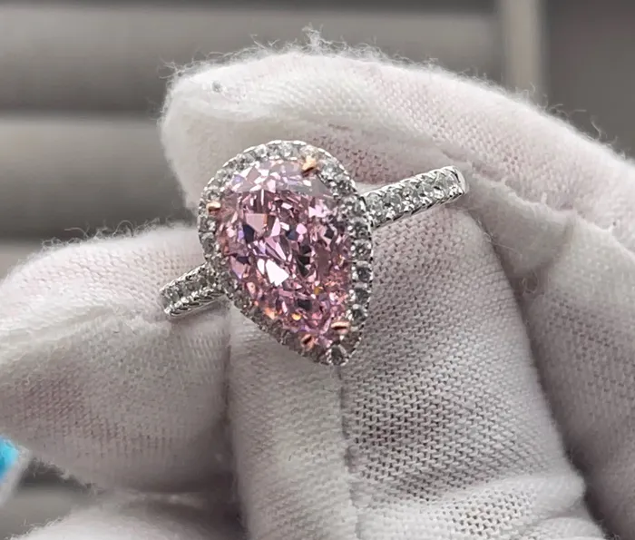 Lab Diamonds London Rings Pink Lab Diamond Ring 300 CT Pink Radiant Cut Diamond Ring