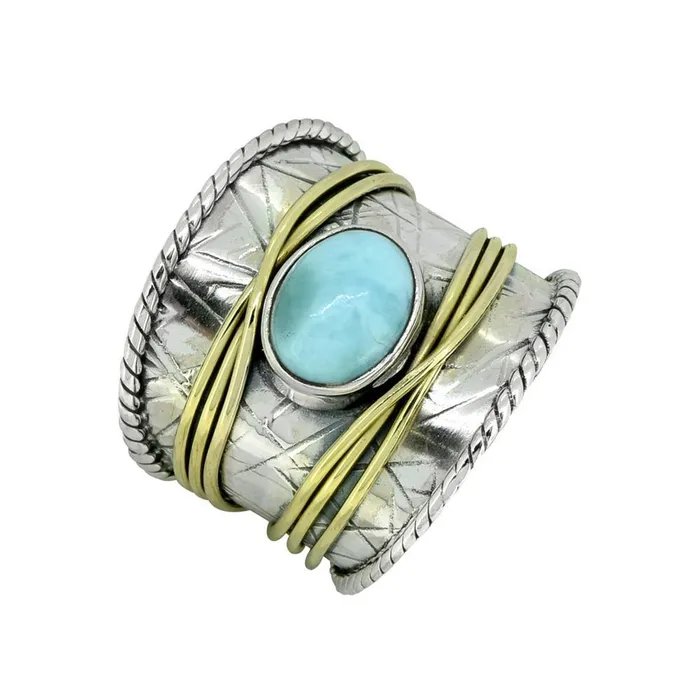 Larimar Solid 925 Sterling Silver Brass Designer Ring Jewelry YoTreasure Rings Larimar Solid 925 Sterling Silver Brass Designer Ring Jewelry YoTreasure Rings