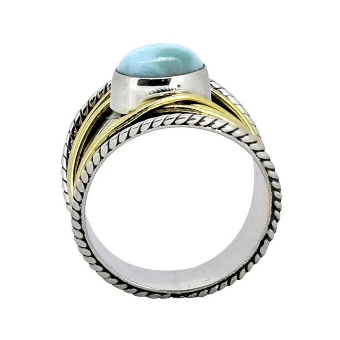 Larimar Solid 925 Sterling Silver Brass Designer Ring Jewelry YoTreasure Rings