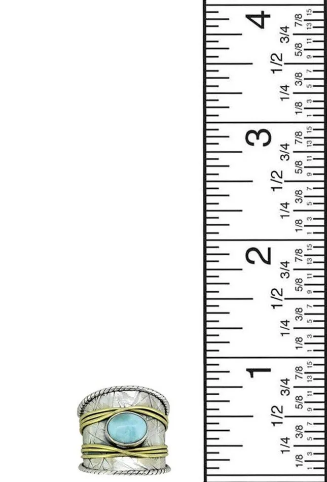 Larimar Solid 925 Sterling Silver Brass Designer Ring Jewelry YoTreasure Rings