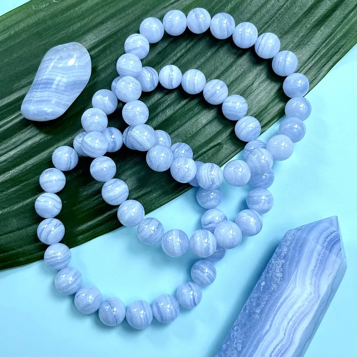 Lily Rose Jewelry Only 2 left Super Limited Extremely Rare Grade AAA Blue Lace Agate Goddess Relaxation 910mm Stretch Bracelet Bracelets