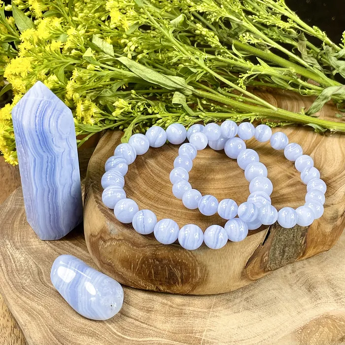 Lily Rose Jewelry Only 2 left Super Limited Extremely Rare Grade AAA Blue Lace Agate Goddess Relaxation 910mm Stretch Bracelet Bracelets