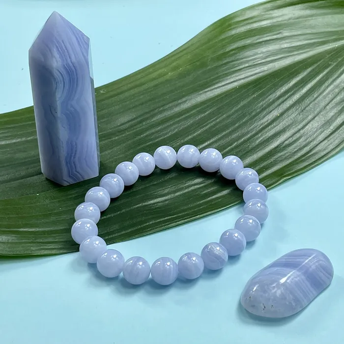 Lily Rose Jewelry Only 2 left Super Limited Extremely Rare Grade AAA Blue Lace Agate Goddess Relaxation 910mm Stretch Bracelet Bracelets