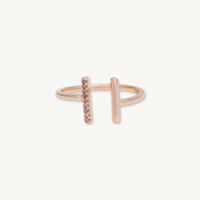 Linear Bar Zirconia Open Ring Camile Stone Rings