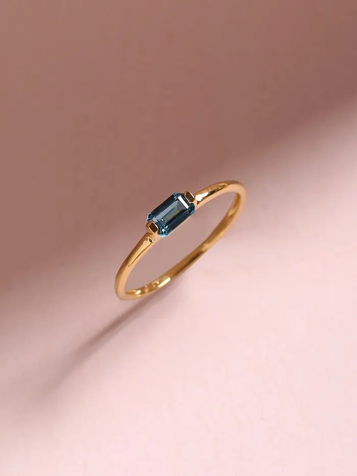 London Blue Topaz Solid 10K Yellow Gold Gemstone Ring YoTreasure Rings