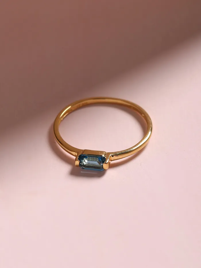 London Blue Topaz Solid 10K Yellow Gold Gemstone Ring YoTreasure Rings