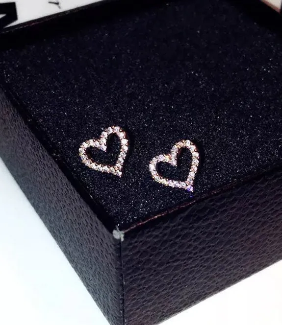 Minx London Earrings Diamond Earrings Heart Earrings Womens Earrings Heart earrings with Diamonds Heart Ear Studs Womens Diamond Ear Studs Ear Studs