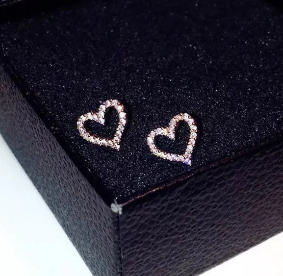 Minx London Earrings Diamond Earrings Heart Earrings Womens Earrings Heart earrings with Diamonds Heart Ear Studs Womens Diamond Ear Studs Ear Studs