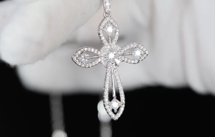 My Store Necklaces Womens Diamond Cross Pendant Silver Cross Necklace Women