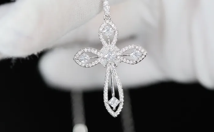 My Store Necklaces Womens Diamond Cross Pendant Silver Cross Necklace Women