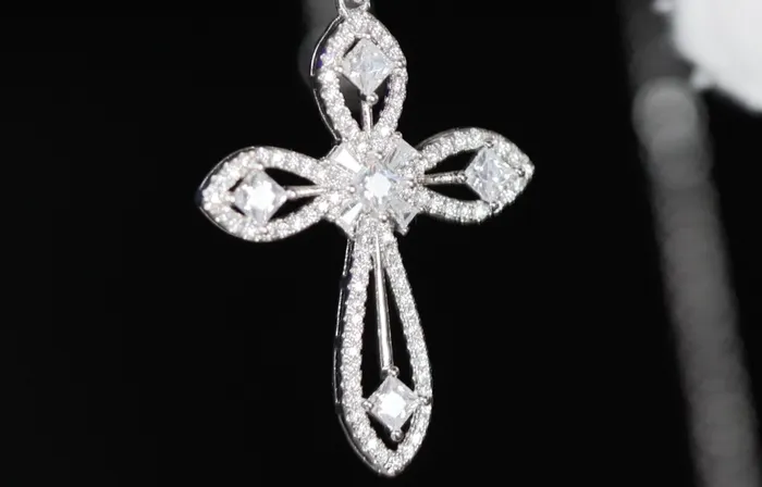 My Store Necklaces Womens Diamond Cross Pendant Silver Cross Necklace Women