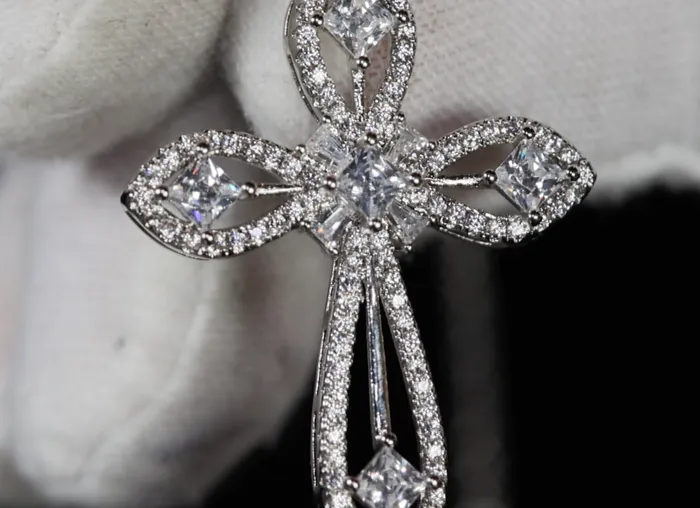 My Store Necklaces Womens Diamond Cross Pendant Silver Cross Necklace Women