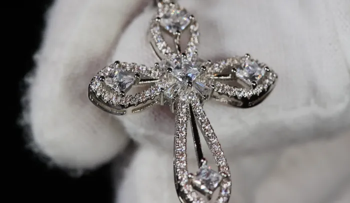 My Store Necklaces Womens Diamond Cross Pendant Silver Cross Necklace Women