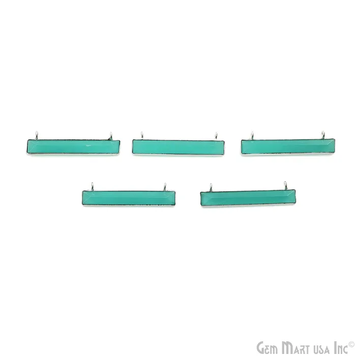 Necklaces Aqua Chalcedony Rectangle Bar Pendant 36x9mm Silver Plated Double Bail Connector GemMartUSA Necklaces Aqua Chalcedony Rectangle Bar Pendant 36x9mm Silver Plated Double Bail Connector GemMartUSA