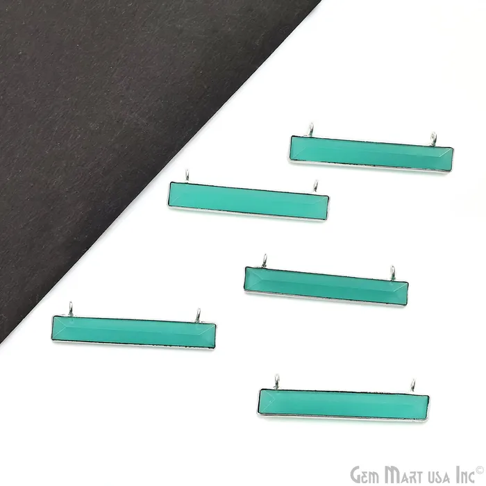 Necklaces Aqua Chalcedony Rectangle Bar Pendant 36x9mm Silver Plated Double Bail Connector GemMartUSA Necklaces Aqua Chalcedony Rectangle Bar Pendant 36x9mm Silver Plated Double Bail Connector GemMartUSA