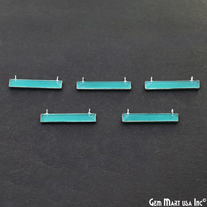 Necklaces Aqua Chalcedony Rectangle Bar Pendant 36x9mm Silver Plated Double Bail Connector GemMartUSA Necklaces Aqua Chalcedony Rectangle Bar Pendant 36x9mm Silver Plated Double Bail Connector GemMartUSA