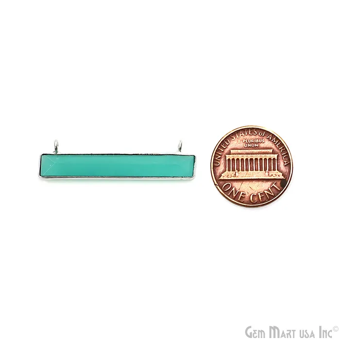 Necklaces Aqua Chalcedony Rectangle Bar Pendant 36x9mm Silver Plated Double Bail Connector GemMartUSA Necklaces Aqua Chalcedony Rectangle Bar Pendant 36x9mm Silver Plated Double Bail Connector GemMartUSA