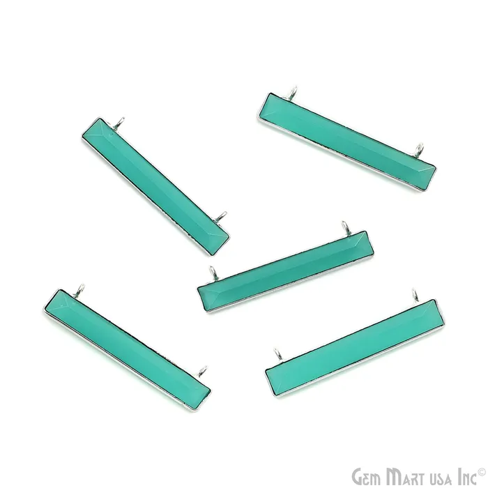Necklaces Aqua Chalcedony Rectangle Bar Pendant 36x9mm Silver Plated Double Bail Connector GemMartUSA Necklaces Aqua Chalcedony Rectangle Bar Pendant 36x9mm Silver Plated Double Bail Connector GemMartUSA