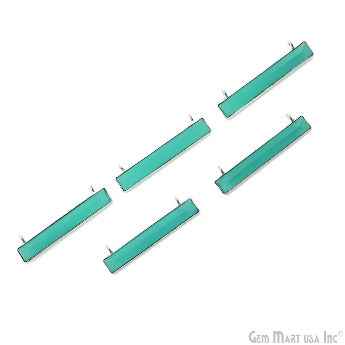 Necklaces Aqua Chalcedony Rectangle Bar Pendant 36x9mm Silver Plated Double Bail Connector GemMartUSA Necklaces Aqua Chalcedony Rectangle Bar Pendant 36x9mm Silver Plated Double Bail Connector GemMartUSA